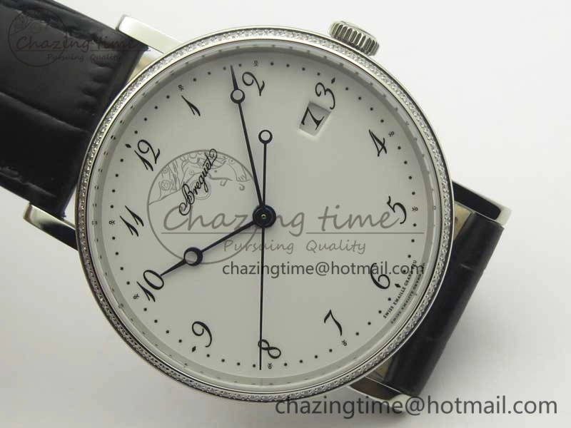 Classique Auto 5177 SS FK 1:1 Best Edition White Dial Diamonds Bezel on Black Leather Strap MIYOTA 9015