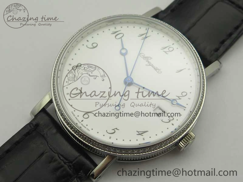 Classique Auto 5177 SS FK 1:1 Best Edition White Dial Diamonds Bezel on Black Leather Strap MIYOTA 9015