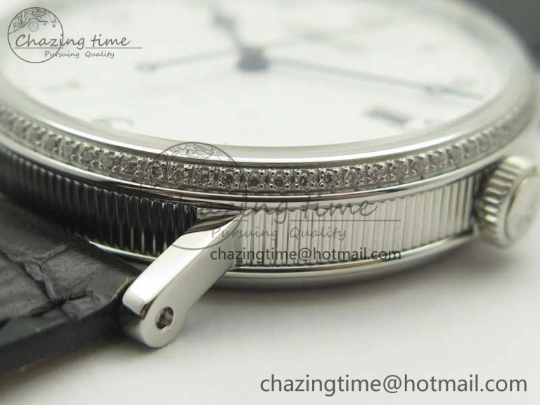 Classique Auto 5177 SS FK 1:1 Best Edition White Dial Diamonds Bezel on Black Leather Strap MIYOTA 9015
