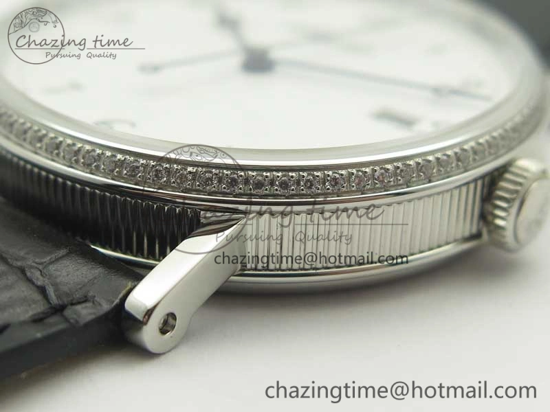 Classique Auto 5177 SS FK 1:1 Best Edition White Dial Diamonds Bezel on Black Leather Strap MIYOTA 9015