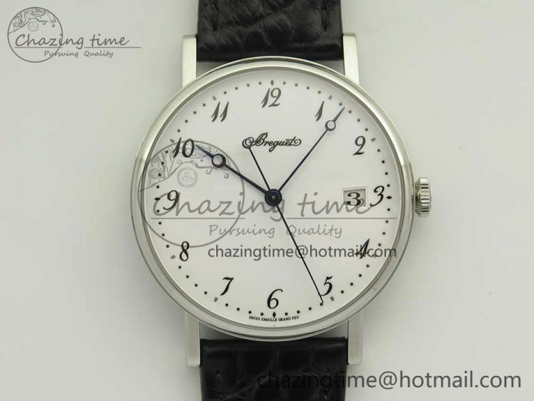Classique Auto 5177 SS MK 1:1 Best Edition White Dial On Black Leather Strap A777Q V2