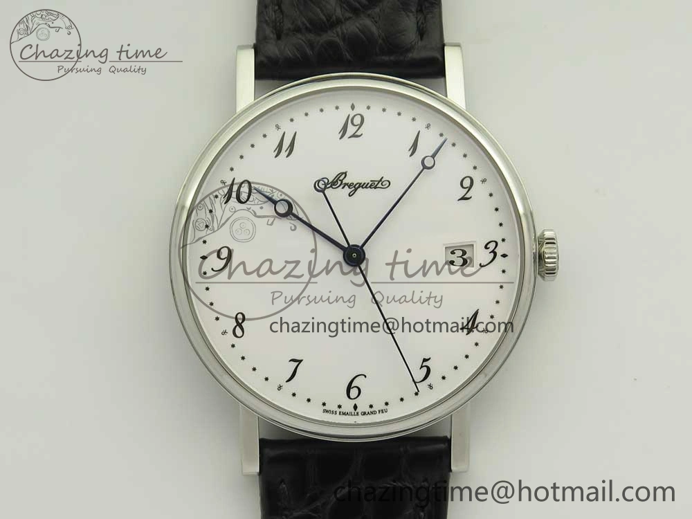 Classique Auto 5177 SS MK 1:1 Best Edition White Dial On Black Leather Strap A777Q V2