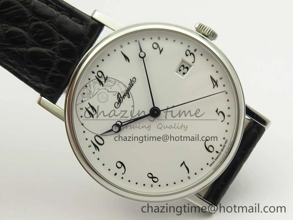 Classique Auto 5177 SS MK 1:1 Best Edition White Dial On Black Leather Strap A777Q V2