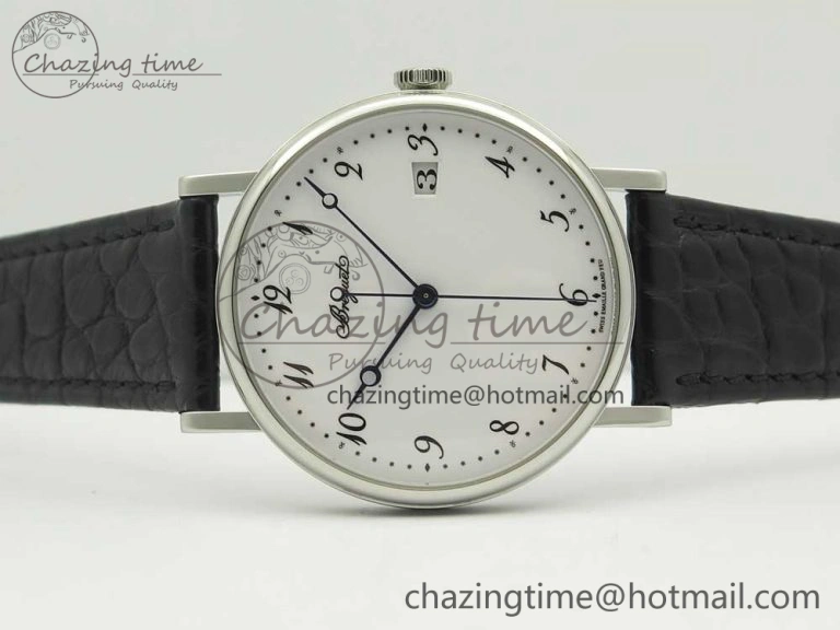 Classique Auto 5177 SS MK 1:1 Best Edition White Dial On Black Leather Strap A777Q V2