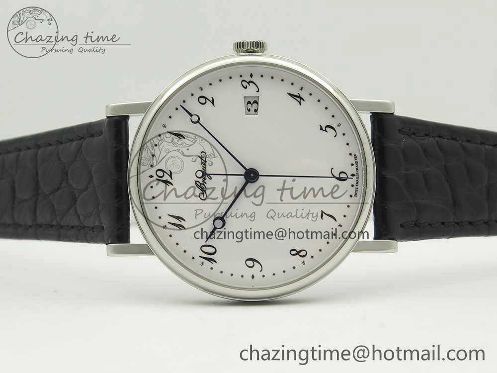 Classique Auto 5177 SS MK 1:1 Best Edition White Dial On Black Leather Strap A777Q V2