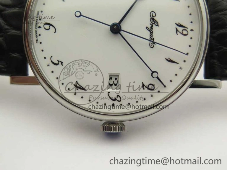 Classique Auto 5177 SS MK 1:1 Best Edition White Dial On Black Leather Strap A777Q V2