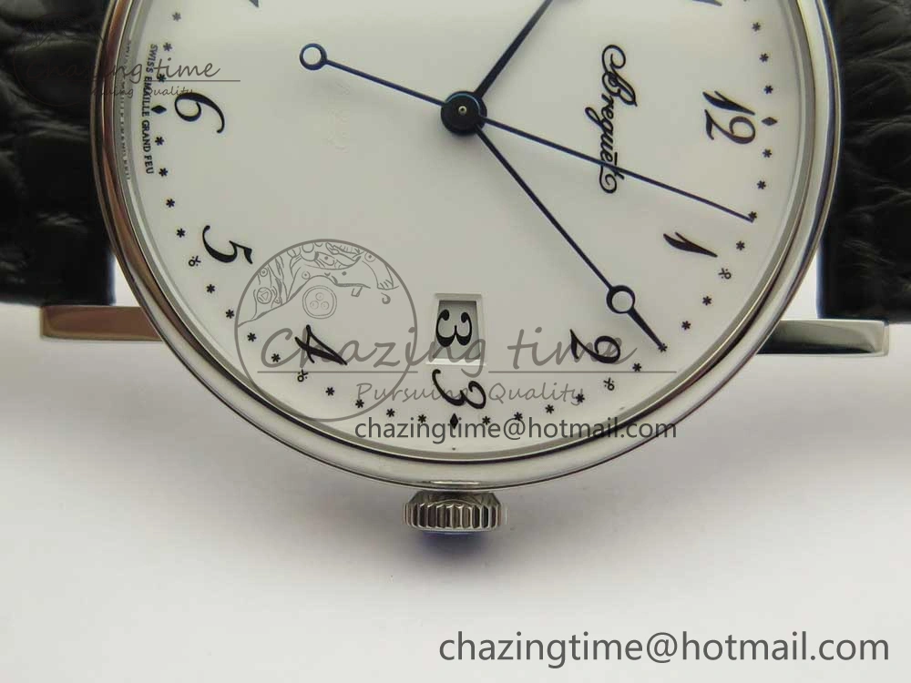 Classique Auto 5177 SS MK 1:1 Best Edition White Dial On Black Leather Strap A777Q V2