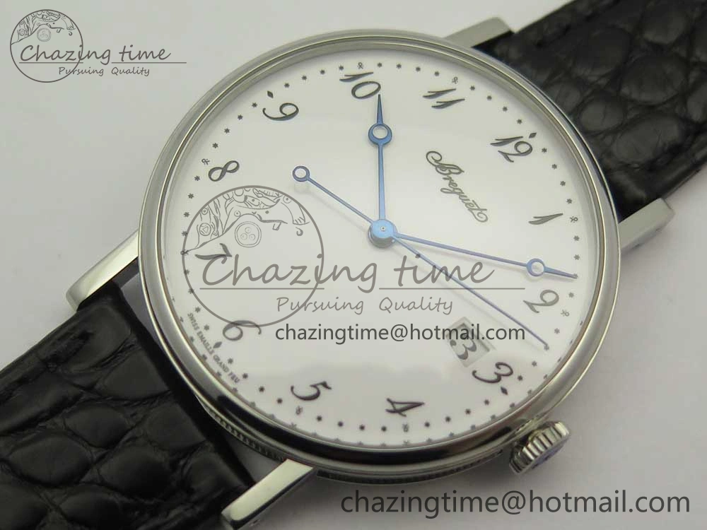Classique Auto 5177 SS MK 1:1 Best Edition White Dial On Black Leather Strap A777Q V2