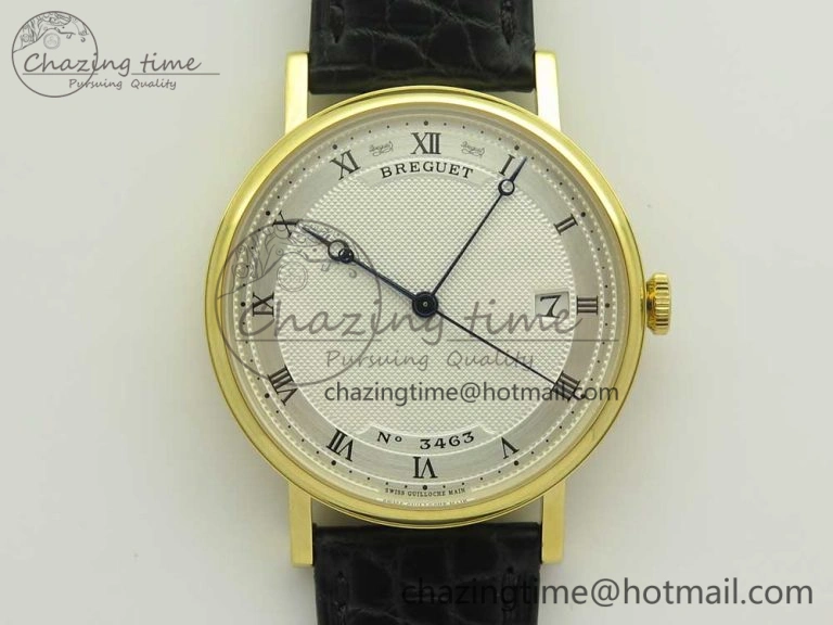 Classique Auto 5177 YG 3463 MK 1:1 Best Edition White Dial Numbers Markers On Black Leather A777Q V2
