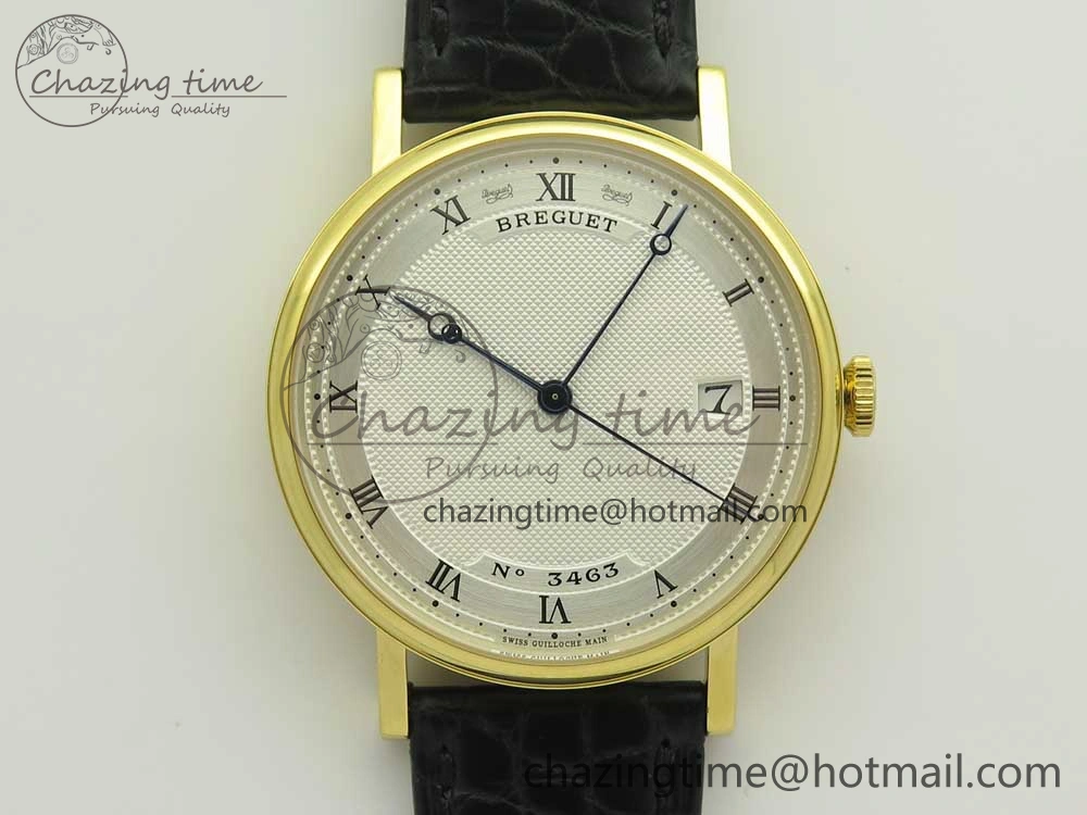 Classique Auto 5177 YG 3463 MK 1:1 Best Edition White Dial Numbers Markers On Black Leather A777Q V2