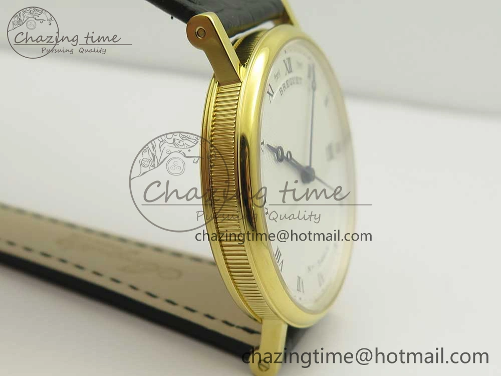 Classique Auto 5177 YG 3463 MK 1:1 Best Edition White Dial Numbers Markers On Black Leather A777Q V2
