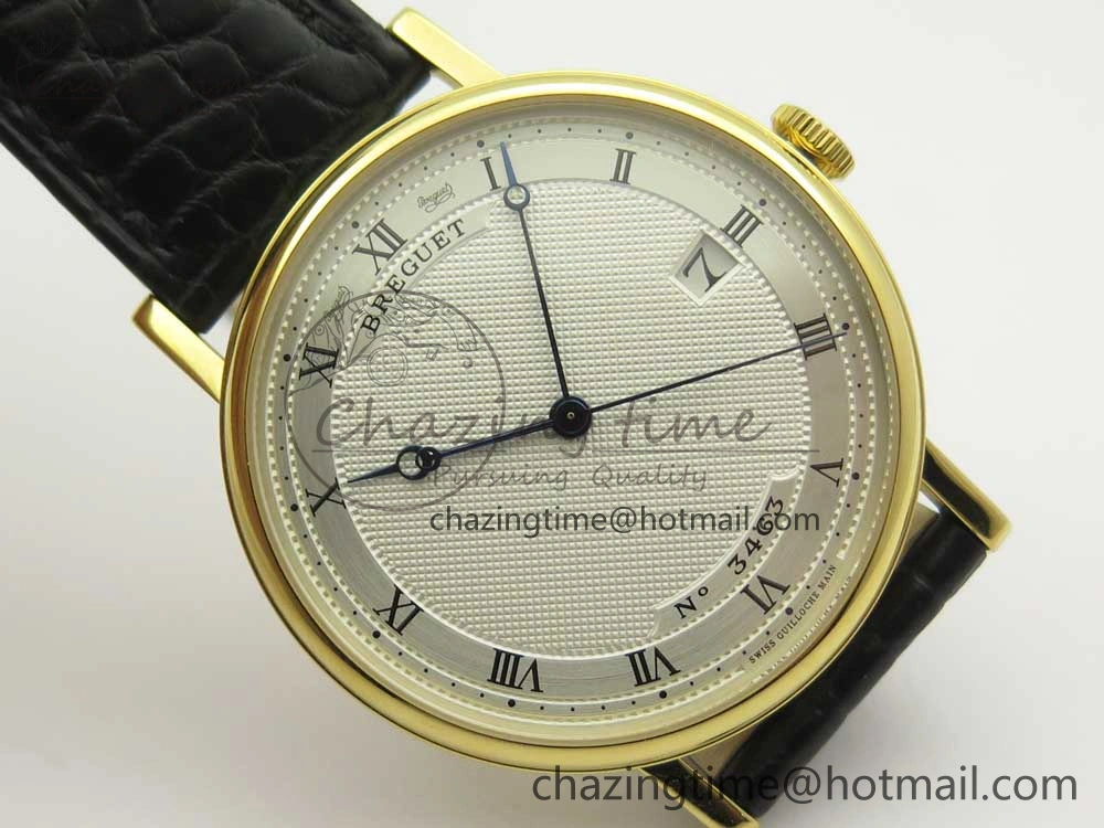 Classique Auto 5177 YG 3463 MK 1:1 Best Edition White Dial Numbers Markers On Black Leather A777Q V2