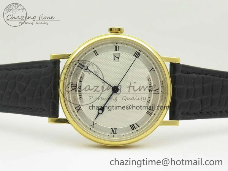 Classique Auto 5177 YG 3463 MK 1:1 Best Edition White Dial Numbers Markers On Black Leather A777Q V2