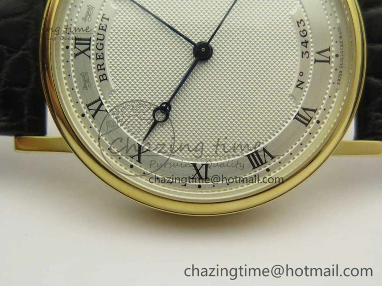 Classique Auto 5177 YG 3463 MK 1:1 Best Edition White Dial Numbers Markers On Black Leather A777Q V2