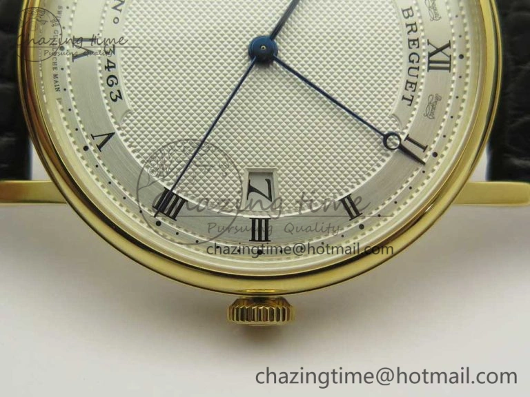 Classique Auto 5177 YG 3463 MK 1:1 Best Edition White Dial Numbers Markers On Black Leather A777Q V2
