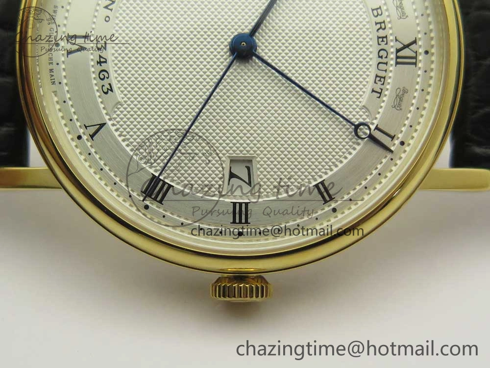 Classique Auto 5177 YG 3463 MK 1:1 Best Edition White Dial Numbers Markers On Black Leather A777Q V2