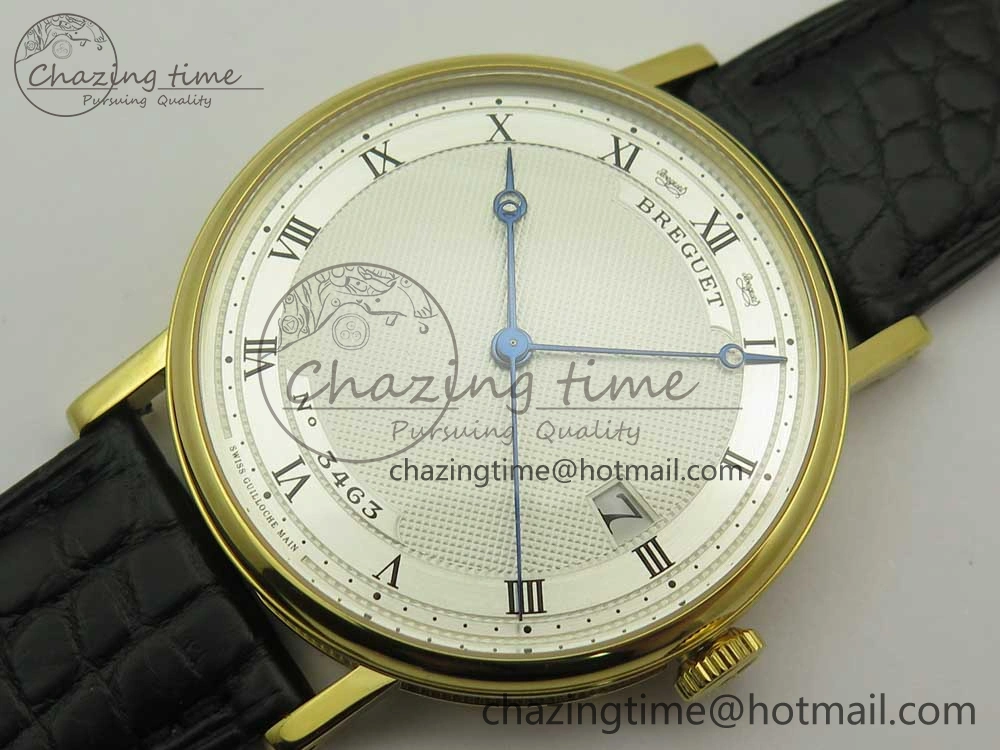 Classique Auto 5177 YG 3463 MK 1:1 Best Edition White Dial Numbers Markers On Black Leather A777Q V2
