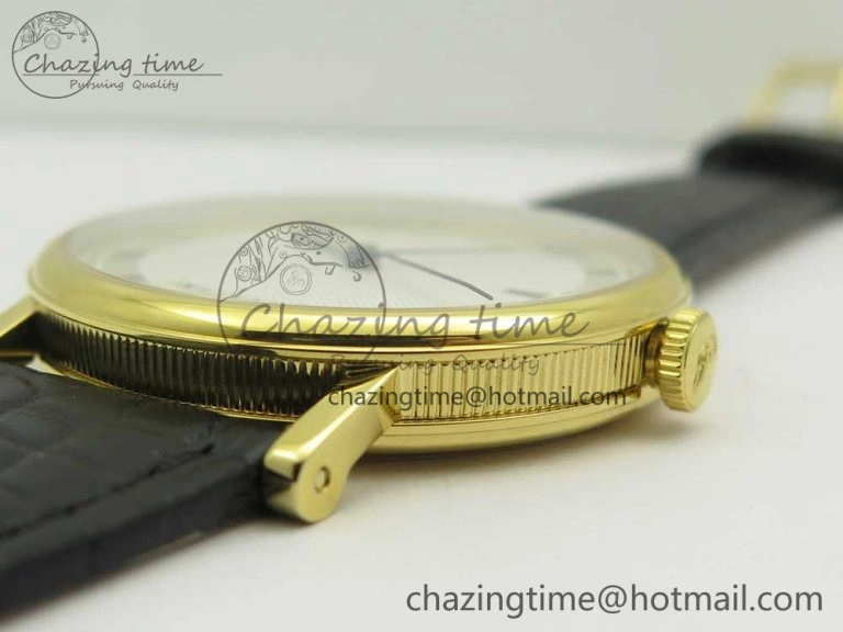 Classique Auto 5177 YG 3463 MK 1:1 Best Edition White Dial Numbers Markers On Black Leather A777Q V2