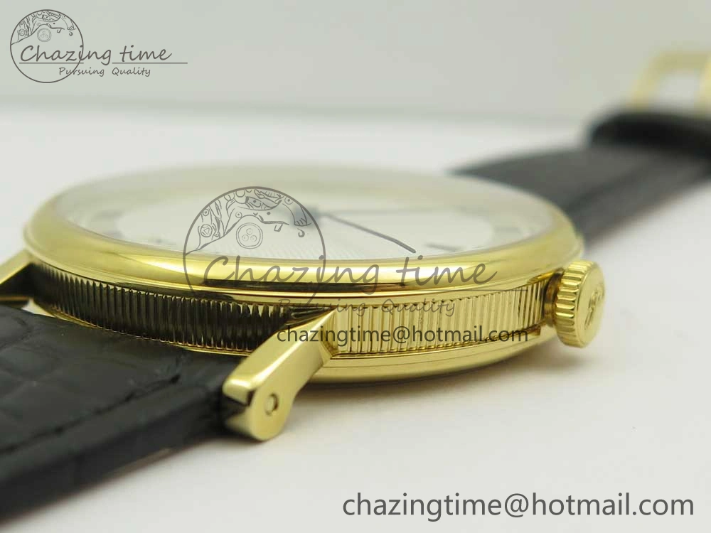 Classique Auto 5177 YG 3463 MK 1:1 Best Edition White Dial Numbers Markers On Black Leather A777Q V2