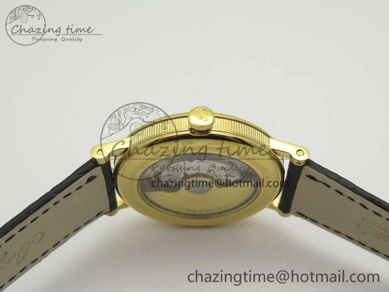 Classique Auto 5177 YG 3463 MK 1:1 Best Edition White Dial Numbers Markers On Black Leather A777Q V2