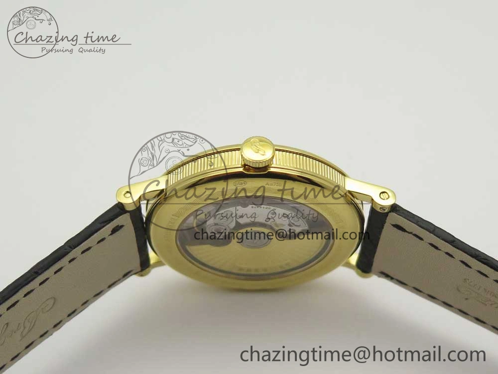Classique Auto 5177 YG 3463 MK 1:1 Best Edition White Dial Numbers Markers On Black Leather A777Q V2
