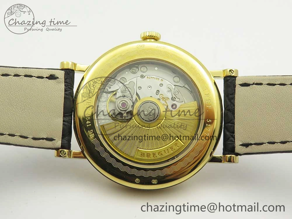 Classique Auto 5177 YG 3463 MK 1:1 Best Edition White Dial Numbers Markers On Black Leather A777Q V2