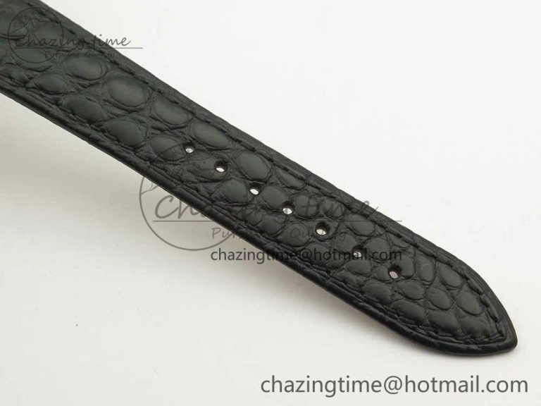 Classique Auto 5177 YG 3463 MK 1:1 Best Edition White Dial Numbers Markers On Black Leather A777Q V2