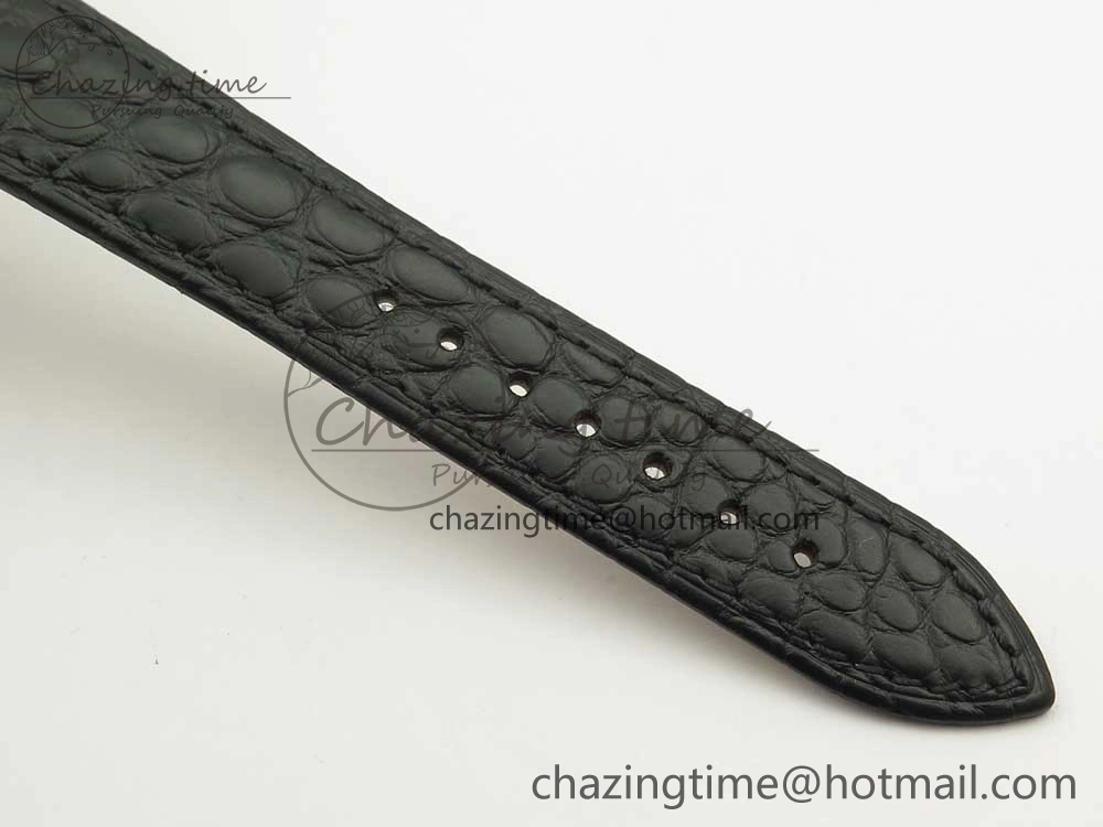 Classique Auto 5177 YG 3463 MK 1:1 Best Edition White Dial Numbers Markers On Black Leather A777Q V2