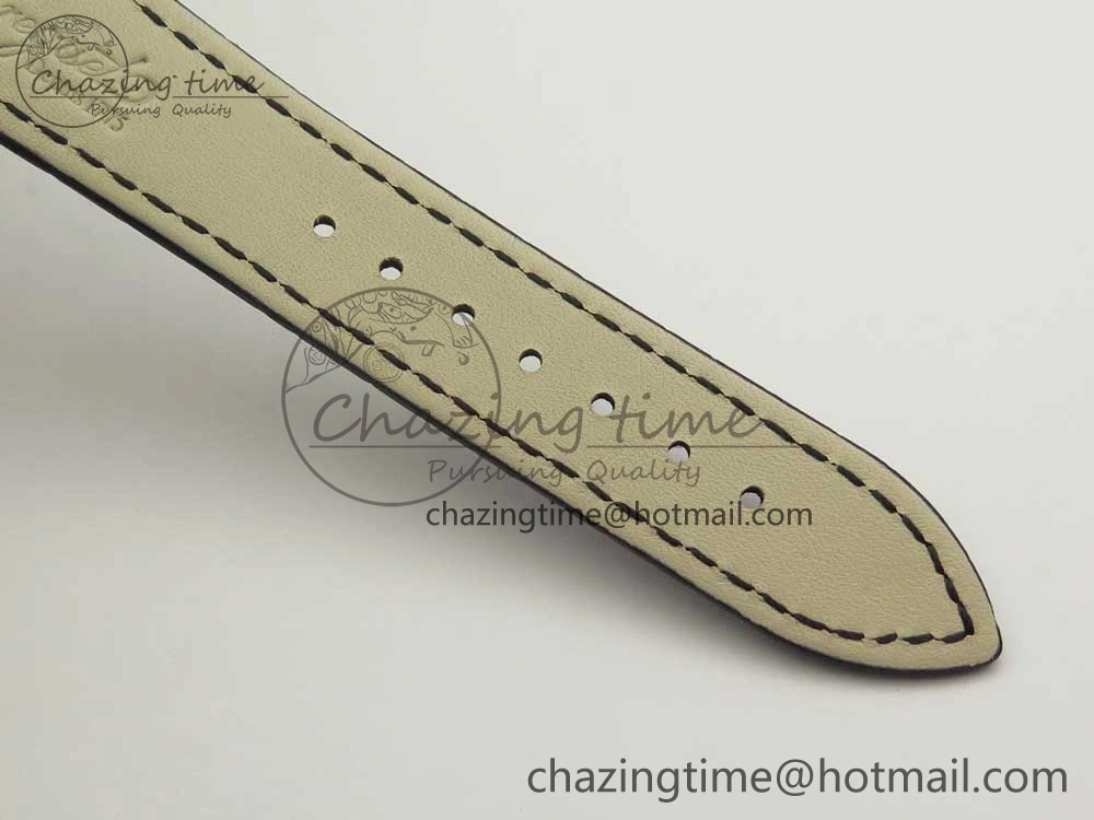 Classique Auto 5177 YG 3463 MK 1:1 Best Edition White Dial Numbers Markers On Black Leather A777Q V2