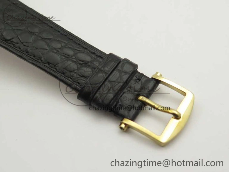 Classique Auto 5177 YG 3463 MK 1:1 Best Edition White Dial Numbers Markers On Black Leather A777Q V2