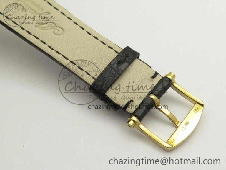 Classique Auto 5177 YG 3463 MK 1:1 Best Edition White Dial Numbers Markers On Black Leather A777Q V2