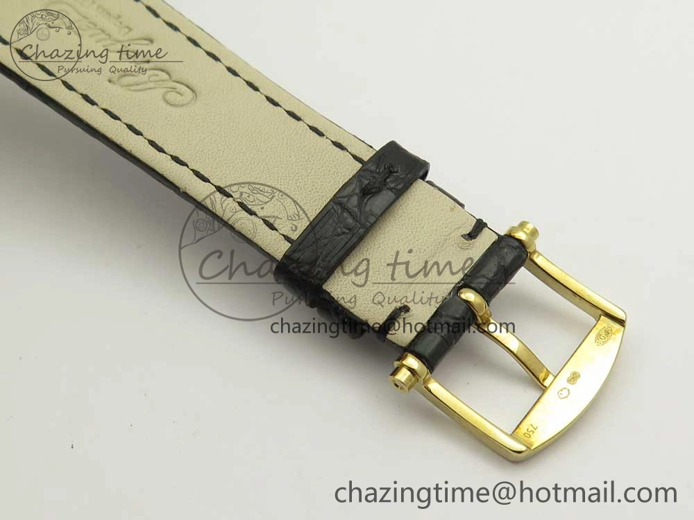 Classique Auto 5177 YG 3463 MK 1:1 Best Edition White Dial Numbers Markers On Black Leather A777Q V2