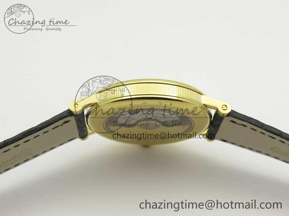 Classique Auto 5177 YG 3463 MK 1:1 Best Edition White Dial Numbers Markers On Black Leather A777Q V2