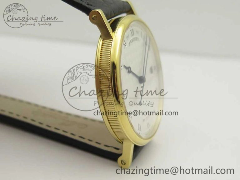 Classique Auto 5177 YG 3944 MK 1:1 Best Edition White Dial Numeral Markers On Black Leather A777Q V2