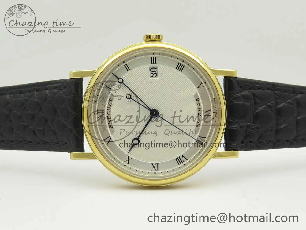Classique Auto 5177 YG 3944 MK 1:1 Best Edition White Dial Numeral Markers On Black Leather A777Q V2