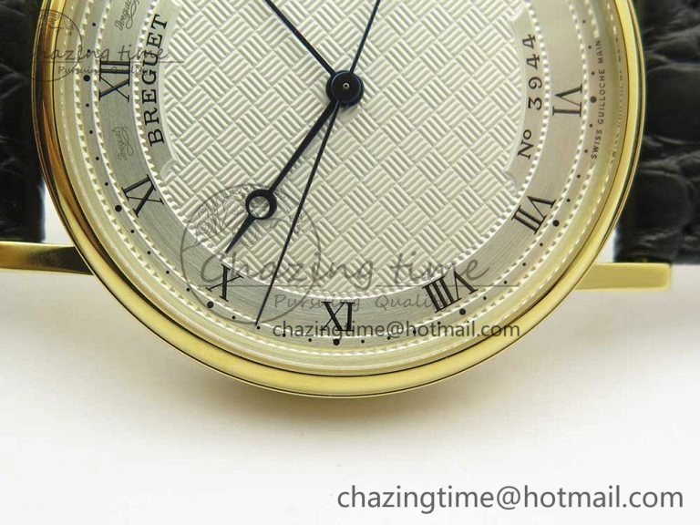 Classique Auto 5177 YG 3944 MK 1:1 Best Edition White Dial Numeral Markers On Black Leather A777Q V2