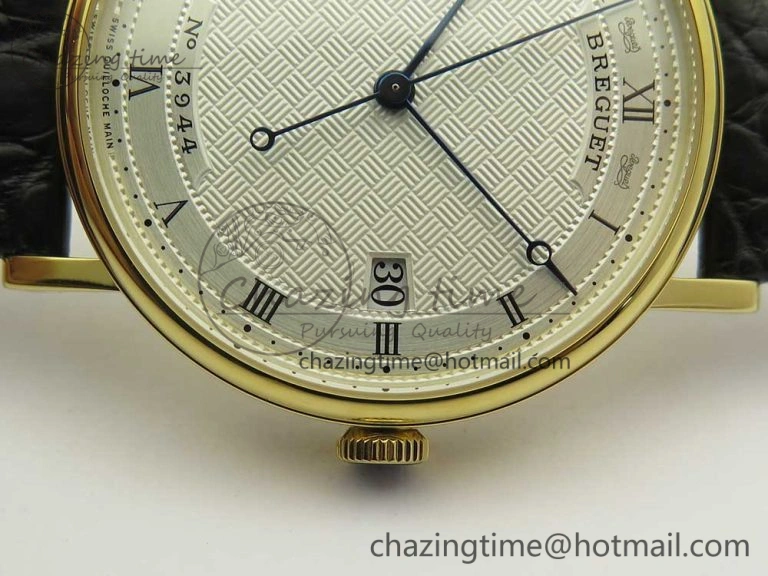 Classique Auto 5177 YG 3944 MK 1:1 Best Edition White Dial Numeral Markers On Black Leather A777Q V2
