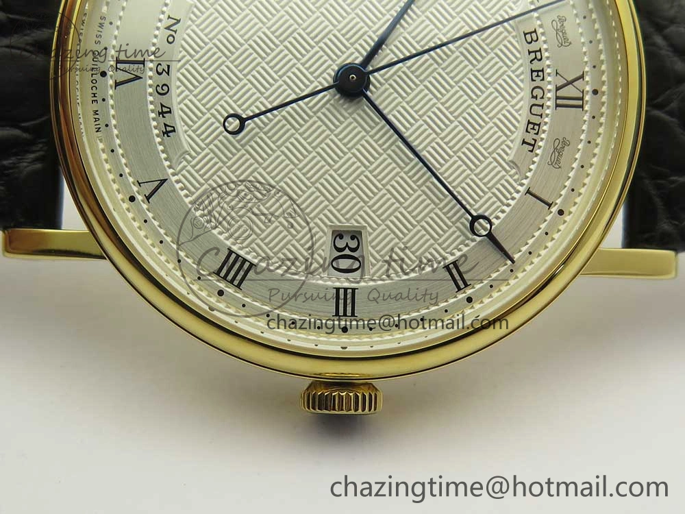 Classique Auto 5177 YG 3944 MK 1:1 Best Edition White Dial Numeral Markers On Black Leather A777Q V2
