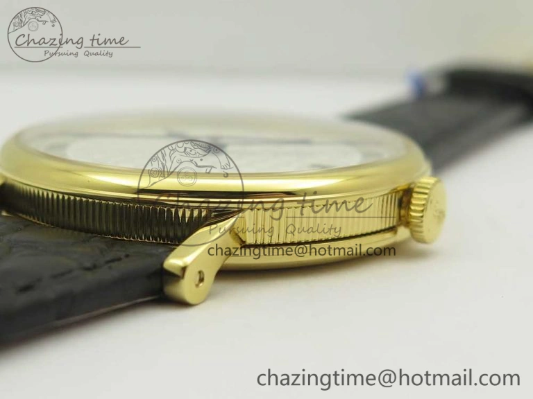 Classique Auto 5177 YG 3944 MK 1:1 Best Edition White Dial Numeral Markers On Black Leather A777Q V2