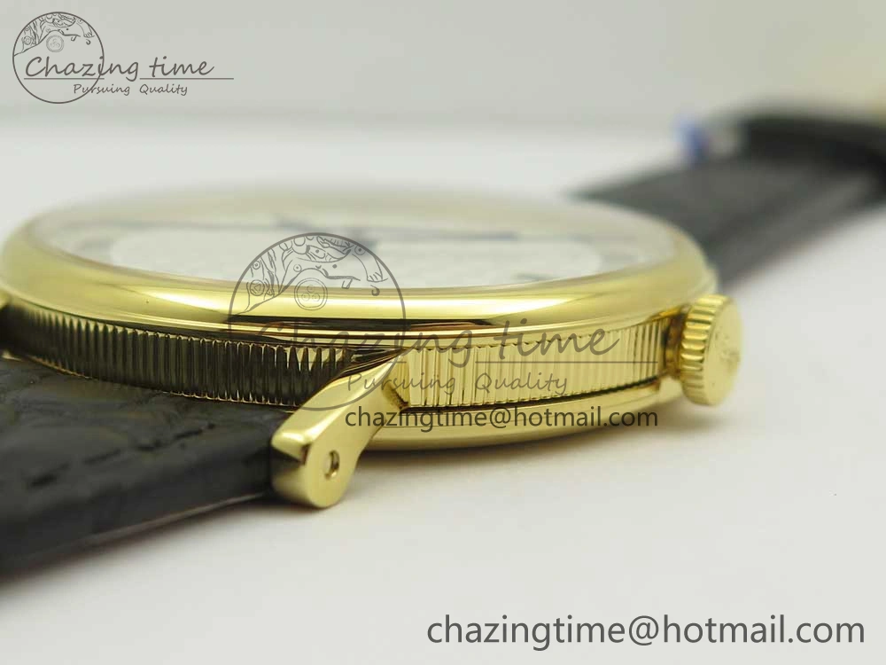 Classique Auto 5177 YG 3944 MK 1:1 Best Edition White Dial Numeral Markers On Black Leather A777Q V2