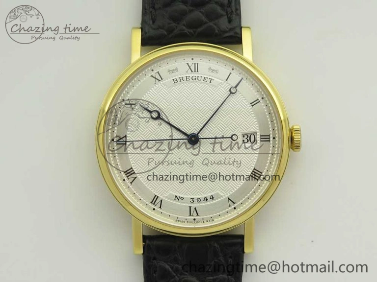 Classique Auto 5177 YG 3944 MK 1:1 Best Edition White Dial Numeral Markers On Black Leather A777Q V2
