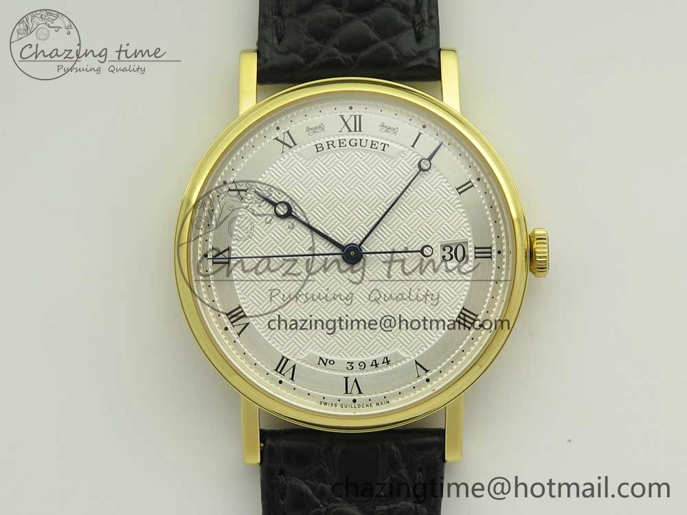 Classique Auto 5177 YG 3944 MK 1:1 Best Edition White Dial Numeral Markers On Black Leather A777Q V2