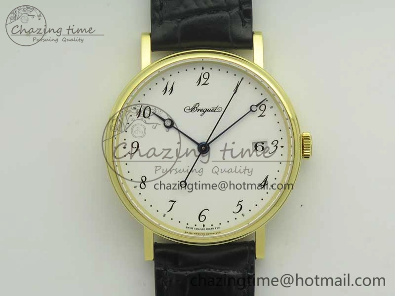 Classique Auto 5177 YG FK 1:1 Best Edition White Dial on Black Leather Strap MIYOTA 9015
