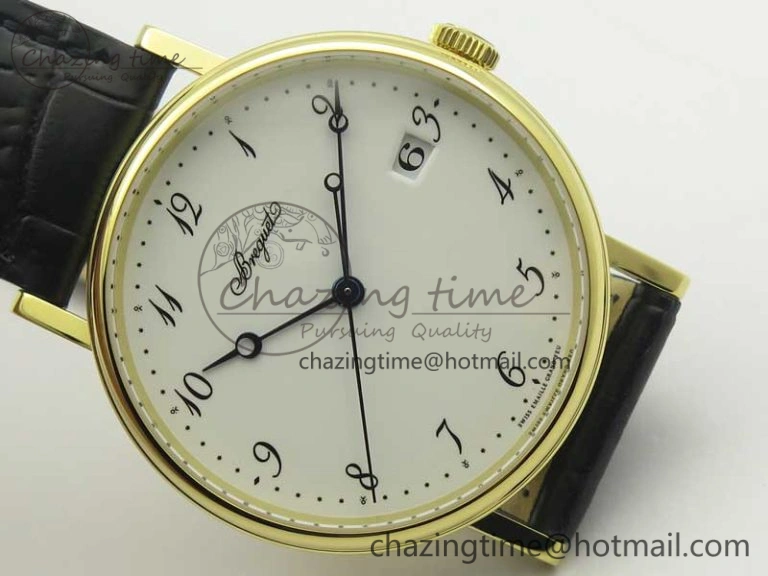 Classique Auto 5177 YG FK 1:1 Best Edition White Dial on Black Leather Strap MIYOTA 9015