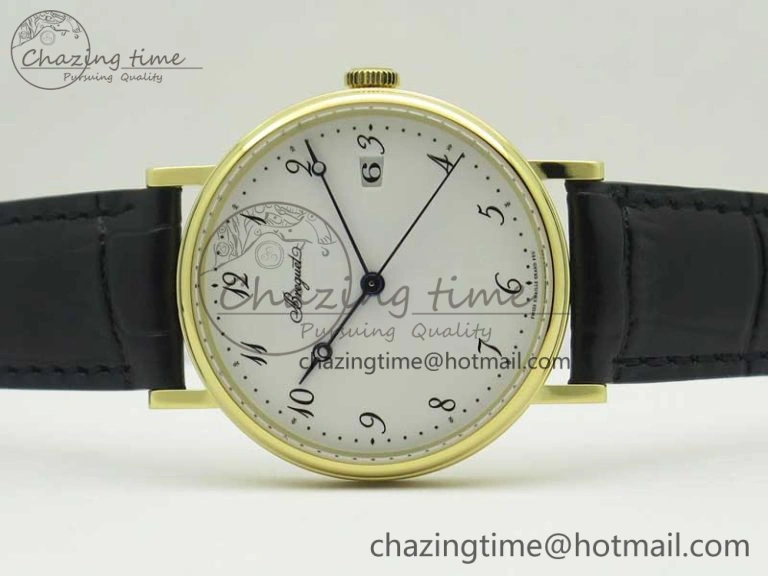 Classique Auto 5177 YG FK 1:1 Best Edition White Dial on Black Leather Strap MIYOTA 9015