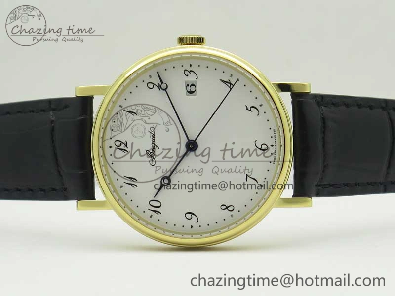 Classique Auto 5177 YG FK 1:1 Best Edition White Dial on Black Leather Strap MIYOTA 9015