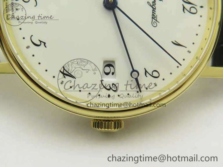 Classique Auto 5177 YG FK 1:1 Best Edition White Dial on Black Leather Strap MIYOTA 9015