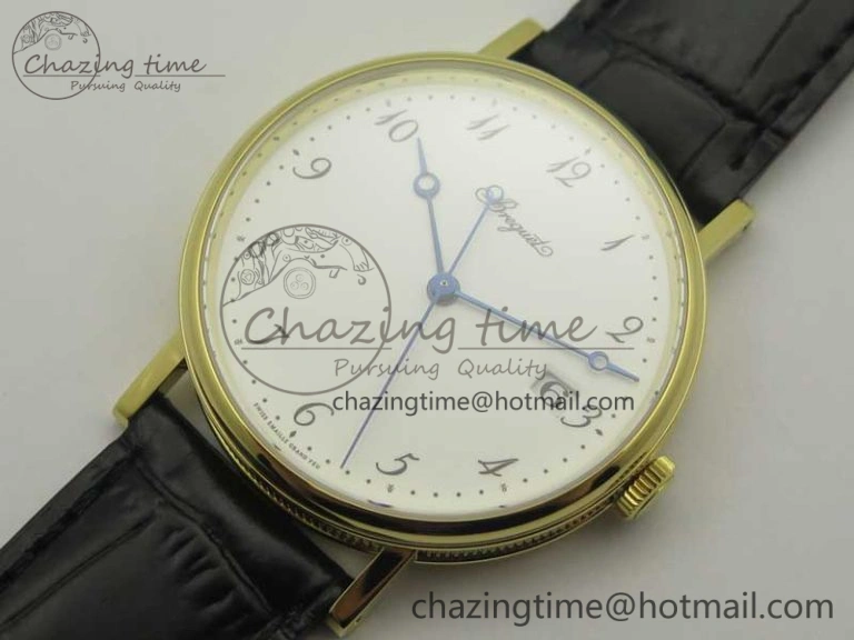 Classique Auto 5177 YG FK 1:1 Best Edition White Dial on Black Leather Strap MIYOTA 9015
