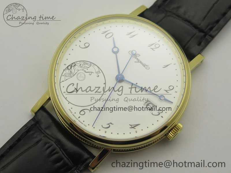 Classique Auto 5177 YG FK 1:1 Best Edition White Dial on Black Leather Strap MIYOTA 9015