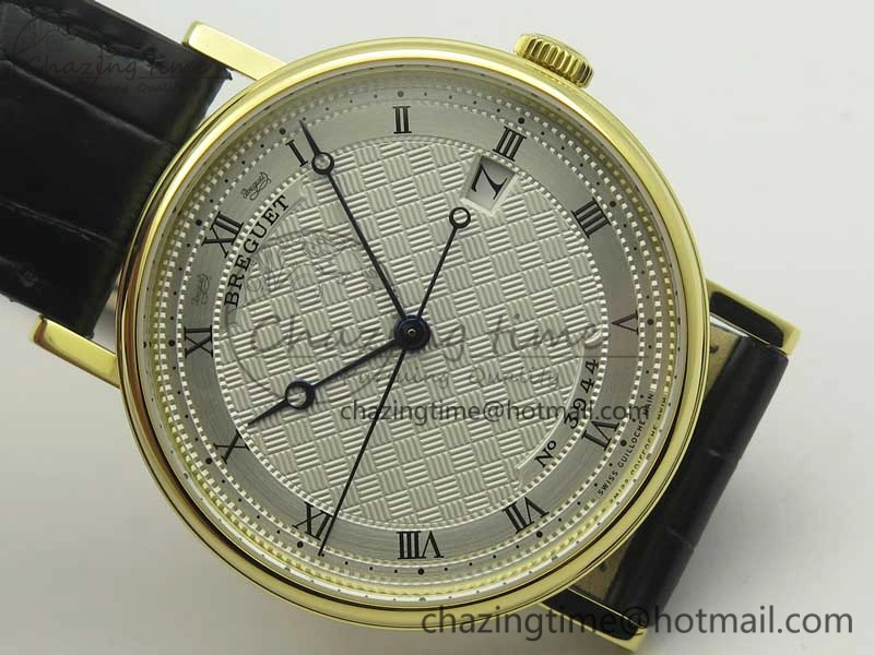 Classique Auto 5177 YG FK 1:1 Best Edition White Plaid Textured Dial on Black Leather Strap MIYOTA 9015